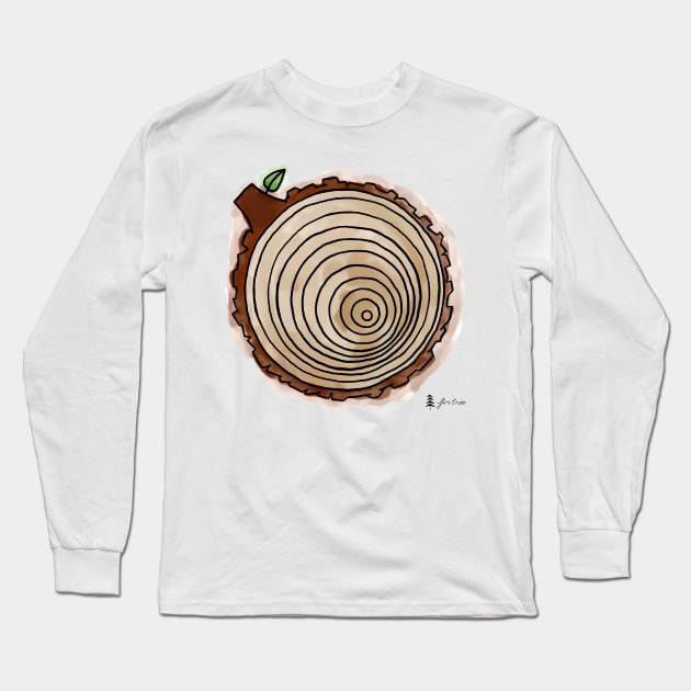 Tree Rings Watercolor Long Sleeve T-Shirt by FirTree